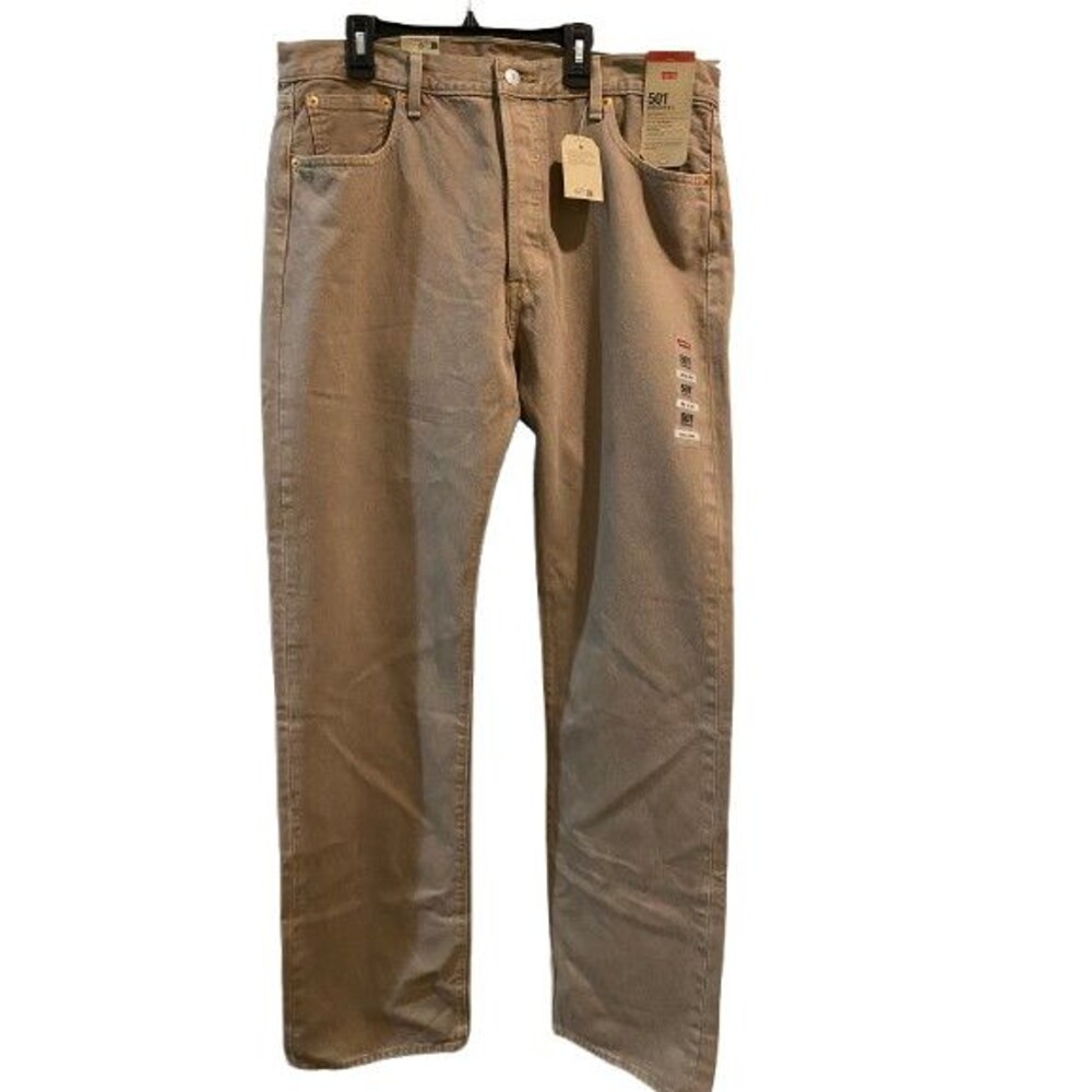 Men's Levi's 501 Jeans 36x34 Khaki Relaxed Straight Leg Button Fly Cotton